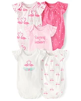 Baby Girls Flamingo Bodysuit 5-Pack