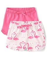 Baby Girls Flamingo Ruffle Shorts 2-Pack