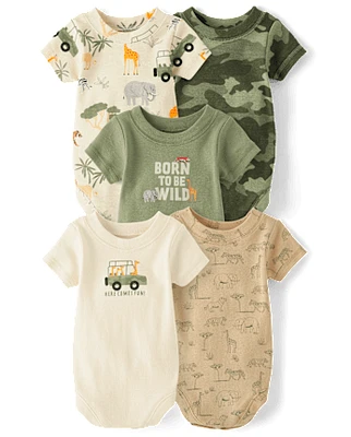 Baby Boys Safari Bodysuit 5-Pack