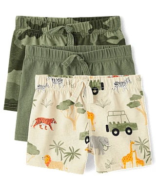Baby Boys Safari Shorts 3-Pack