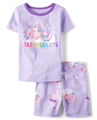 Girls Axolotl Snug Fit Cotton Pajamas