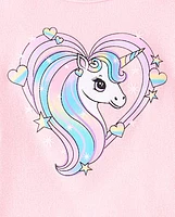 Baby And Toddler Girls Unicorn Heart Snug Fit Cotton Pajamas