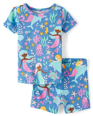 Baby And Toddler Girls Mermaid Snug Fit Cotton Pajamas