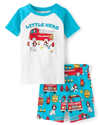 Baby And Toddler Boys Fire Truck Snug Fit Cotton Pajamas