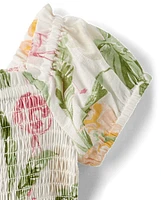 Baby Girls Matching Family Tropical Smocked Tiered Dress