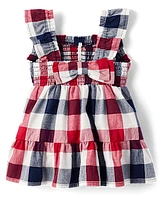 Baby Girls Gingham Smocked Ruffle Dress