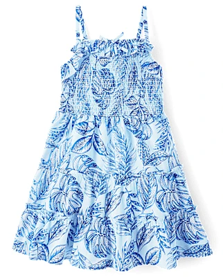 Robe à volants tropicale assortie pour filles