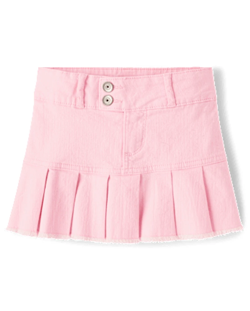 Girls Pleated Twill Skort