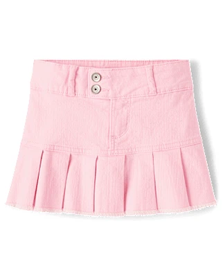 Girls Pleated Twill Skort