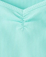 T-shirt court côtelé imprimé pour bébé fille