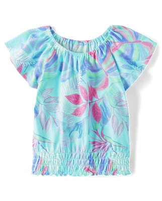 Girls Print Smocked Top