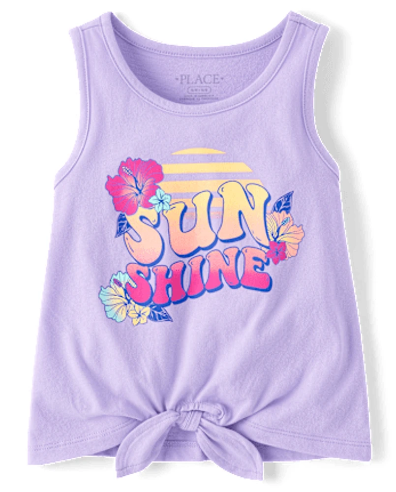 Girls Graphic Tie Front Tank Top