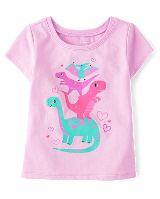 T-shirt graphique dinosaure pour bébé et petite fille