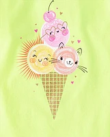 Baby And Toddler Girls Ice Cream Cone Graphic Tee