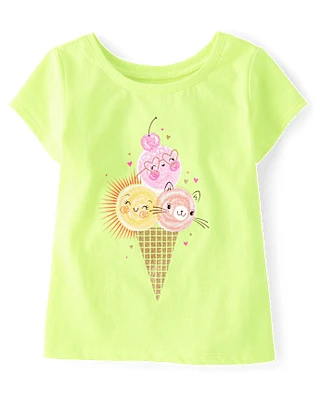 Baby And Toddler Girls Ice Cream Cone Graphic Tee