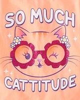 Baby And Toddler Girls Cat Graphic Tee