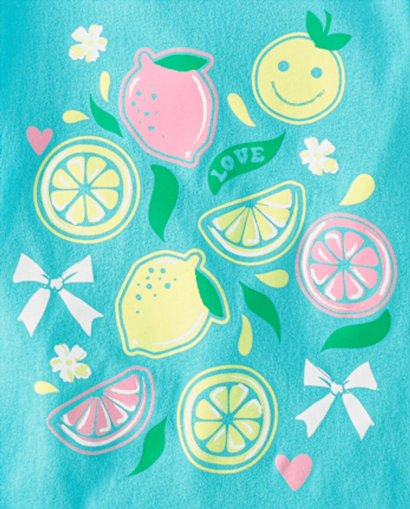 T-shirt graphique à motif citron pour fille