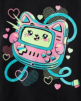 Girls Cat Gamer Graphic Tee