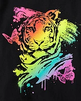 Girls Rainbow Tiger Graphic Tee