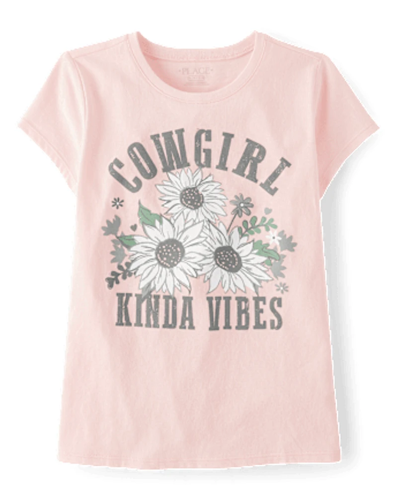 T-shirt graphique à l'esprit cowgirl pour filles