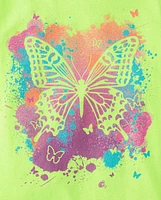 Girls Paint Splatter Butterfly Graphic Tee