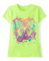 Girls Paint Splatter Butterfly Graphic Tee
