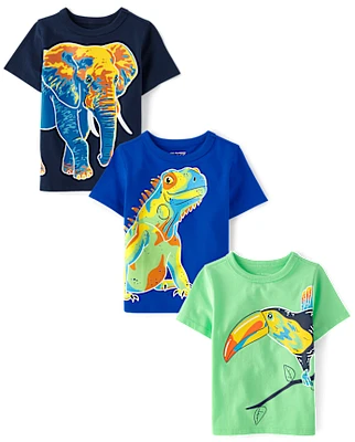 Baby And Toddler Boys Animal Graphic Tee 3-Pack