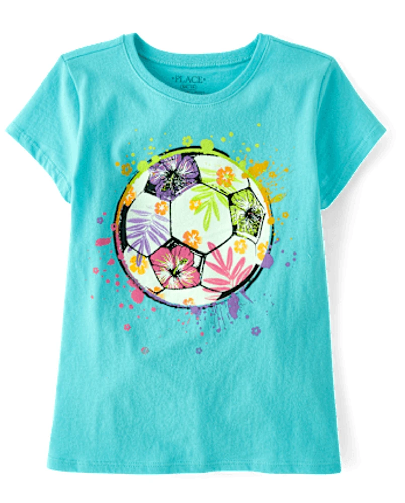 Girls Soccer Ball Graphic Tee