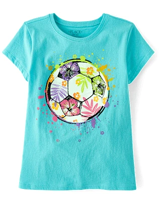 Girls Soccer Ball Graphic Tee