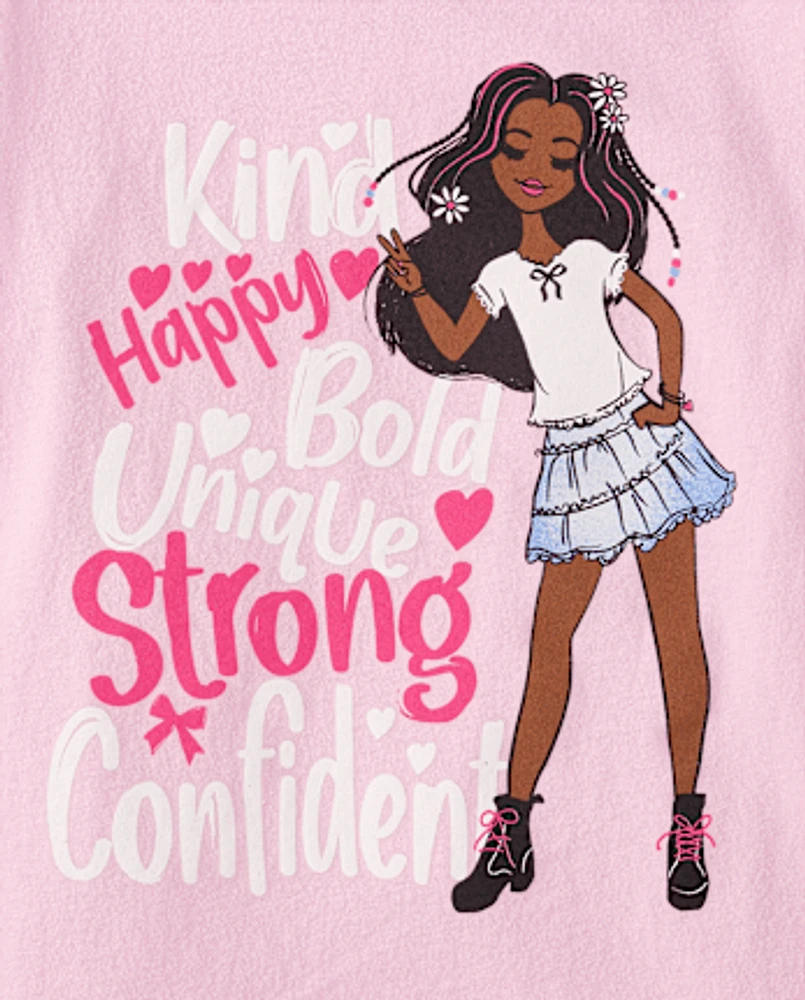 T-shirt graphique avec mots positifs pour filles
