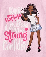 T-shirt graphique avec mots positifs pour filles