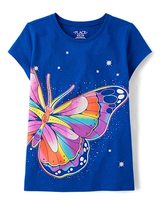 Girls Rainbow Butterfly Graphic Tee