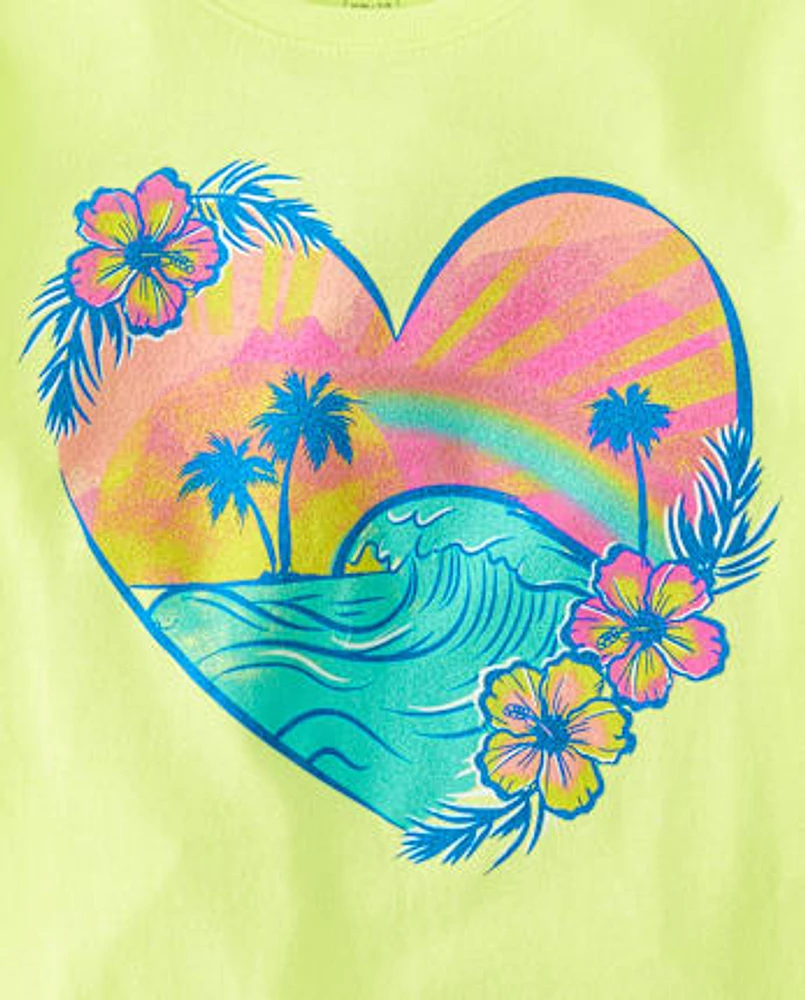 Girls Tropical Heart Graphic Tee