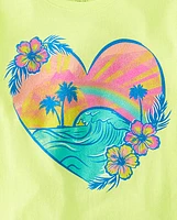 Girls Tropical Heart Graphic Tee