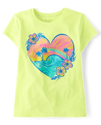 Girls Tropical Heart Graphic Tee