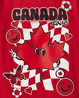 Girls Canada Day Maple Leaf Graphic Tee