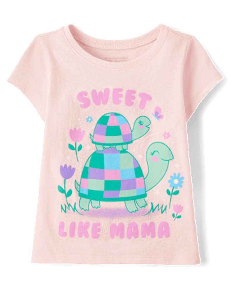 Baby And Toddler Girls Turtle Graphic Tee