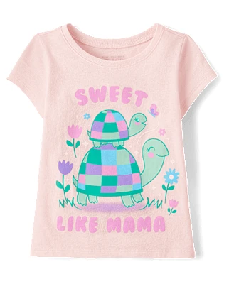 Baby And Toddler Girls Turtle Graphic Tee