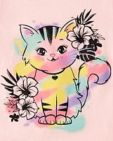 Baby And Toddler Girls Cat Graphic Tee