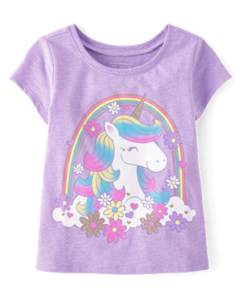 Baby And Toddler Girls Unicorn Graphic Tee