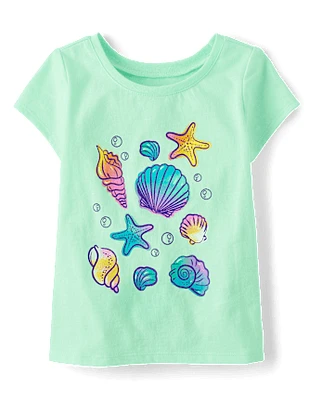 Baby And Toddler Girls Seashell Graphic Tee