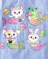 Baby And Toddler Girls Animal Mermaids Graphic Tee