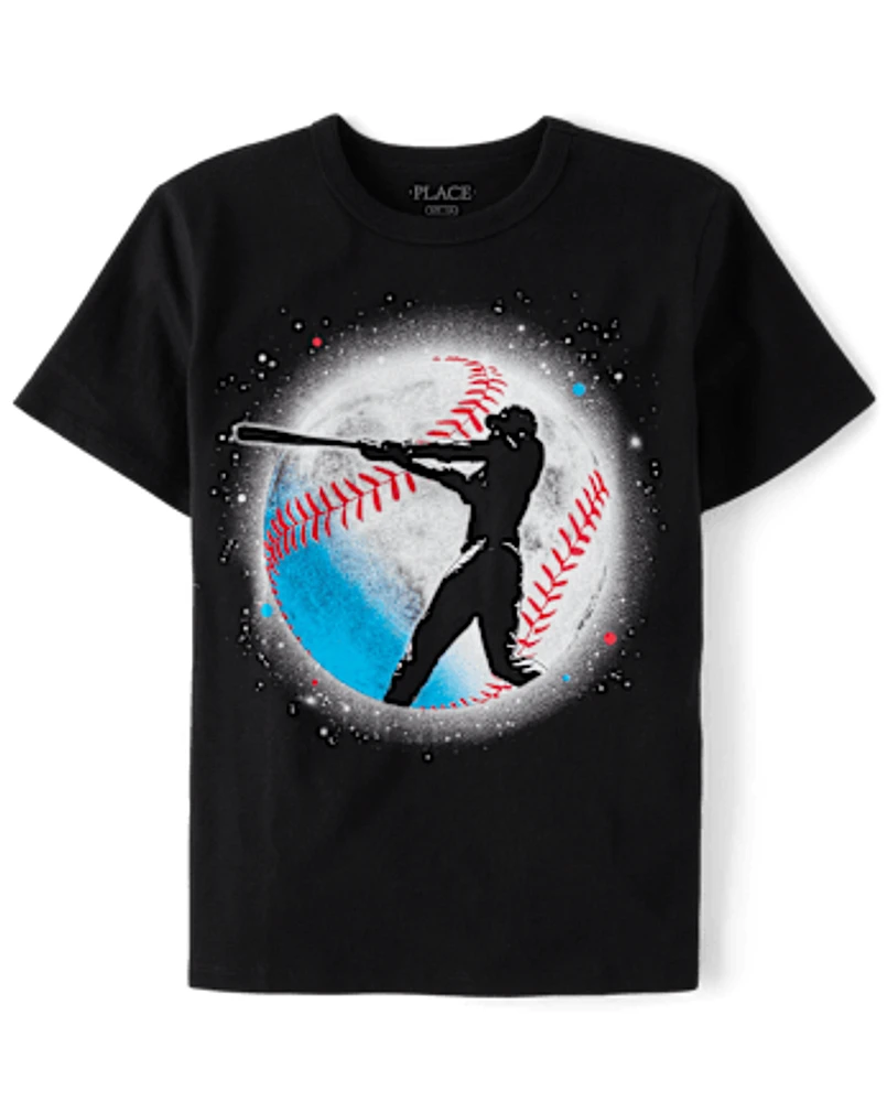 Boys Baseball Space Graphic Tee