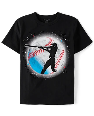 Boys Baseball Space Graphic Tee