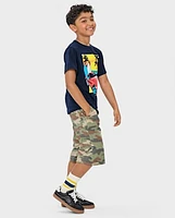Jorts utilitaires baggy camouflage pour enfants
