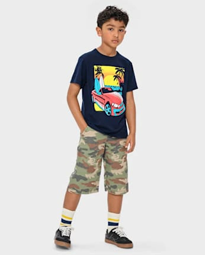 Jorts utilitaires baggy camouflage pour enfants