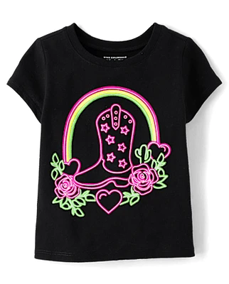 Baby And Toddler Girls Cowgirl Boot Graphic Tee