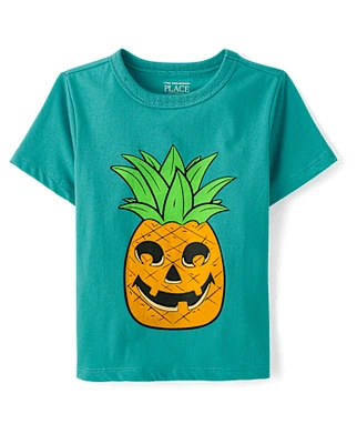 Baby And Toddler Boys Summerween Skull Pineapple Graphic Tee