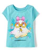 Baby And Toddler Girls Summerween Ghost Flowers Graphic Tee