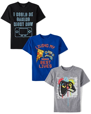 Lot de 3 t-shirts graphiques Gamer pour garçon